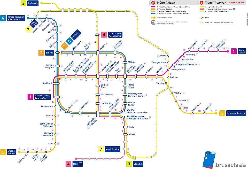 Mappa Metropolitana di Bruxelles, belgio