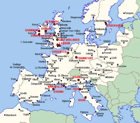 Mappa destinazioni voli Ryanair