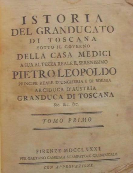 File:  R. GALLUZZI, Istoria del granducato di Toscana sotto il governo della Casa Medici, Firenze, Cambiagi, 1781.jpg