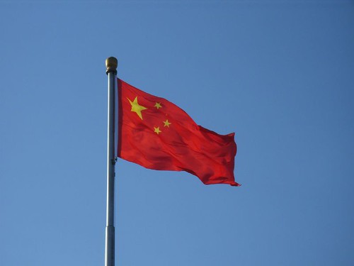 mappa e bandiera cinese