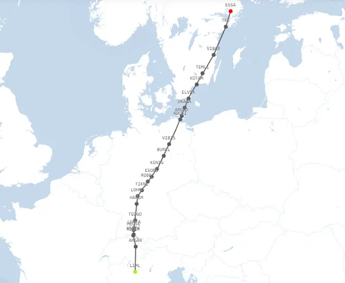mappa rotta aerea milano stoccolma