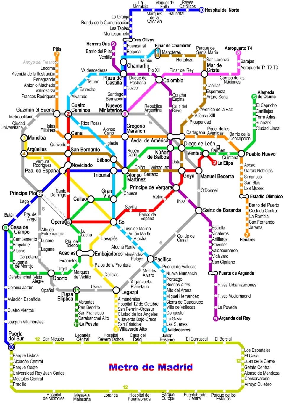 mappa metropolitana di madrid tutte le linee e stazioni