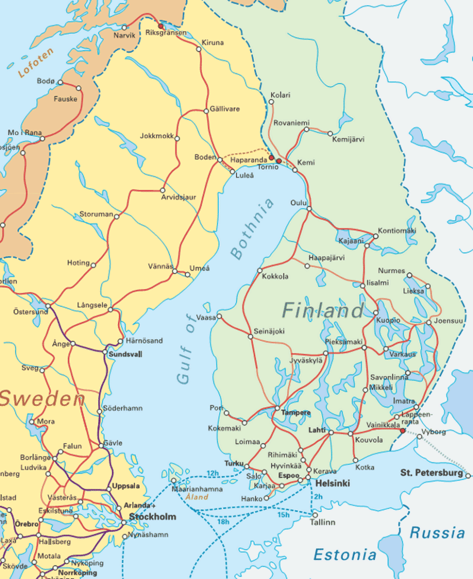 Ferrovie Finlandia Mappa