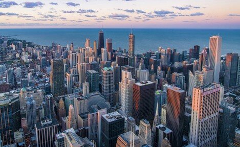 vista aerea di Chicago, Usa