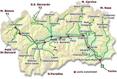 Cartina Valle d'Aosta